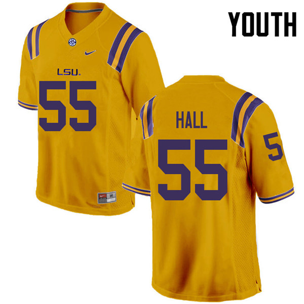 Youth #55 Kody Hall LSU Tigers College Football Jerseys Sale-Gold